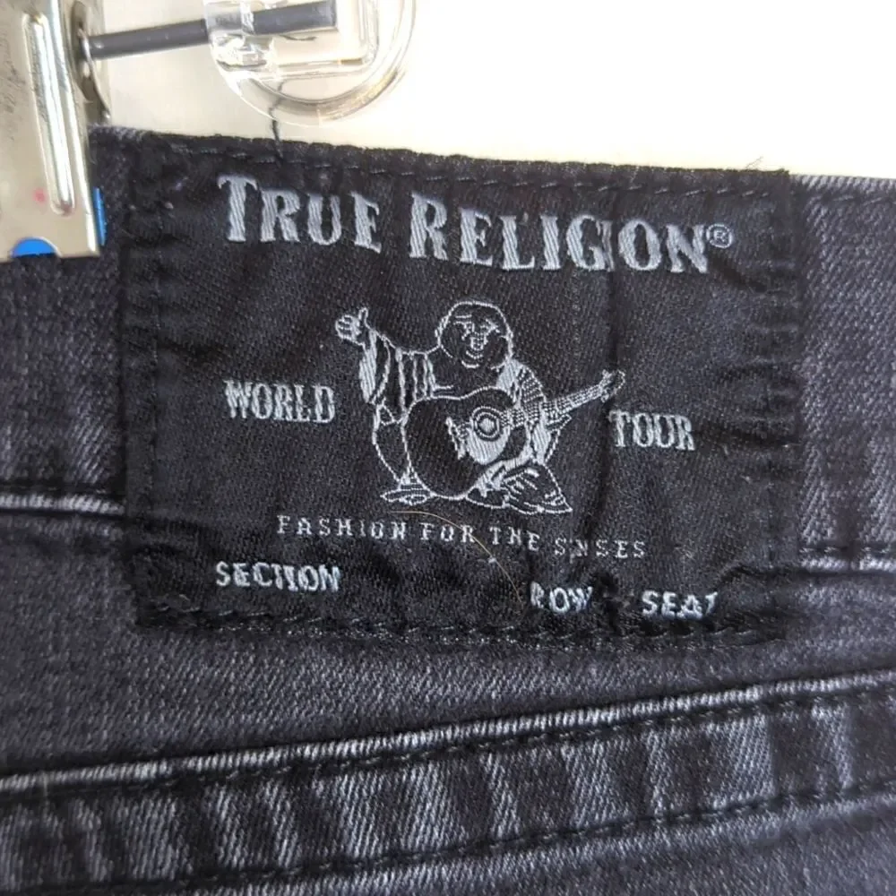 True Religion Black Denim Short Cut- offs Size 42